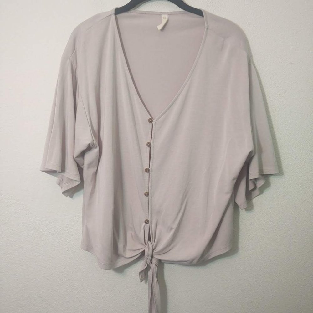 Wishlist Tan Short Sleeve Button Down Shirt S/M
